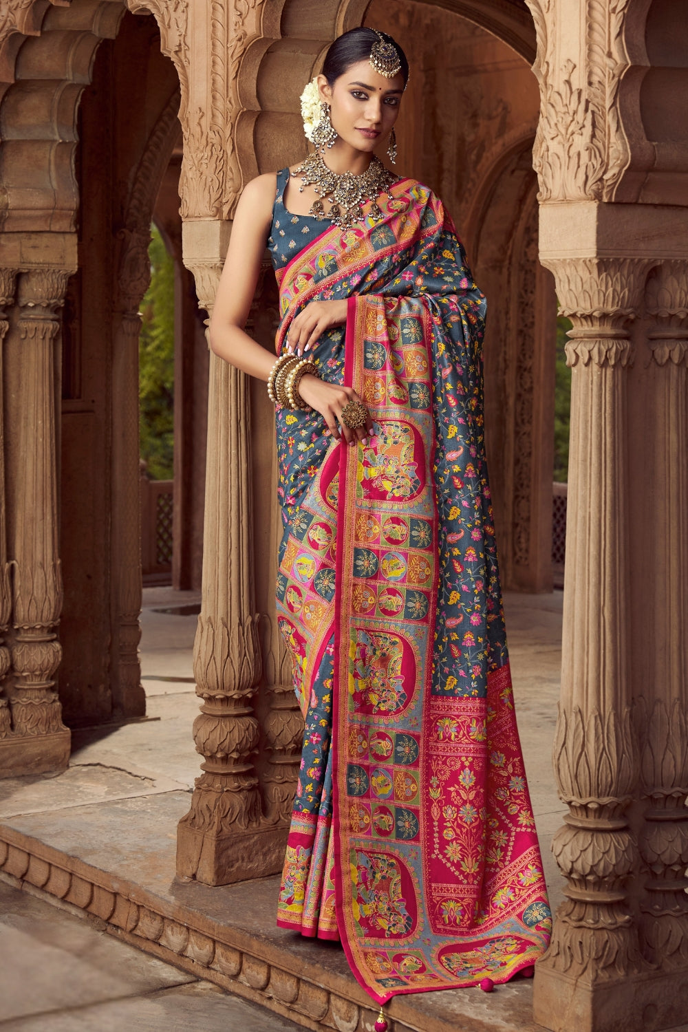 SILK SAREE WITH ALL OVER PRINT