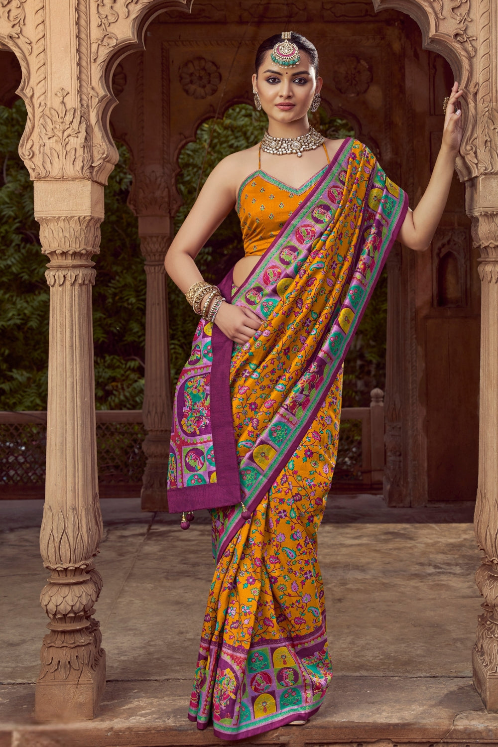 SILK SAREE WITH ALL OVER PRINT