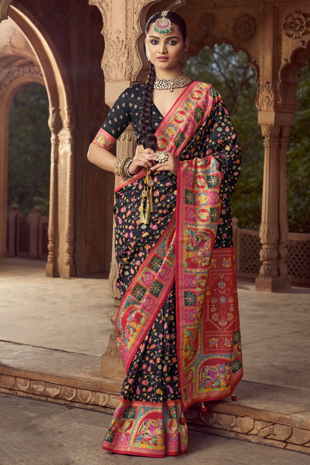 SILK SAREE WITH ALL OVER PRINT