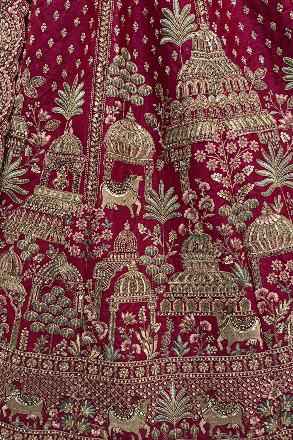 Silk Bridal Lehenga Set with Zardosi and Stone Work