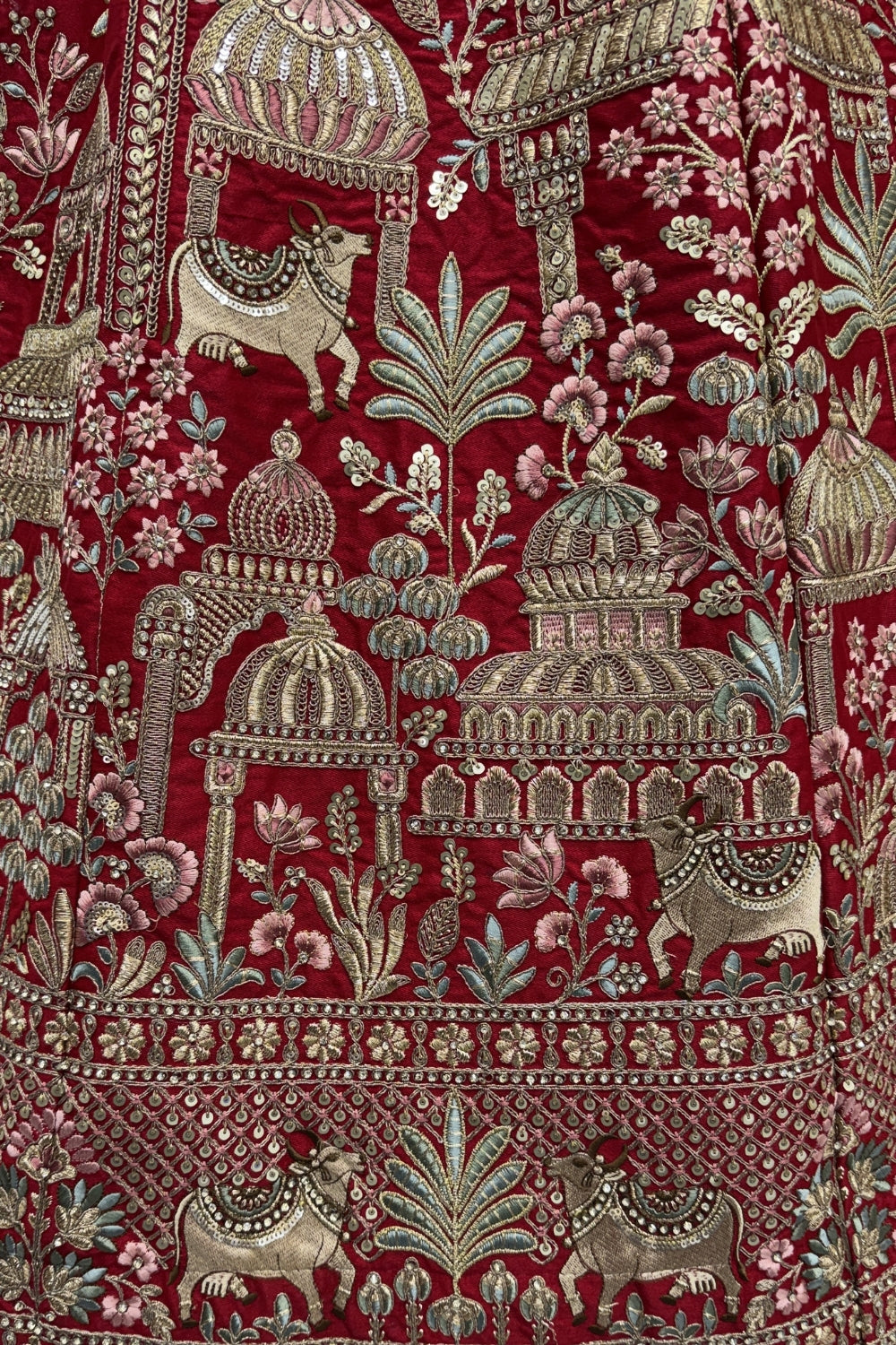 Silk Bridal Lehenga Set with Zardosi and Stone Work