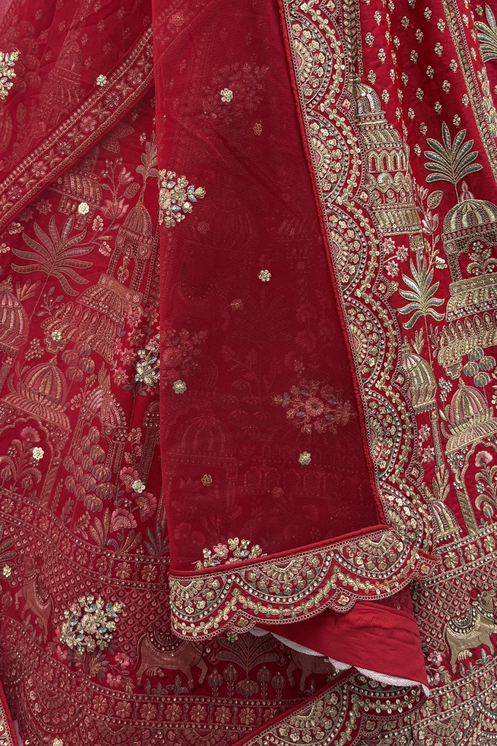 Silk Bridal Lehenga Set with Zardosi and Stone Work