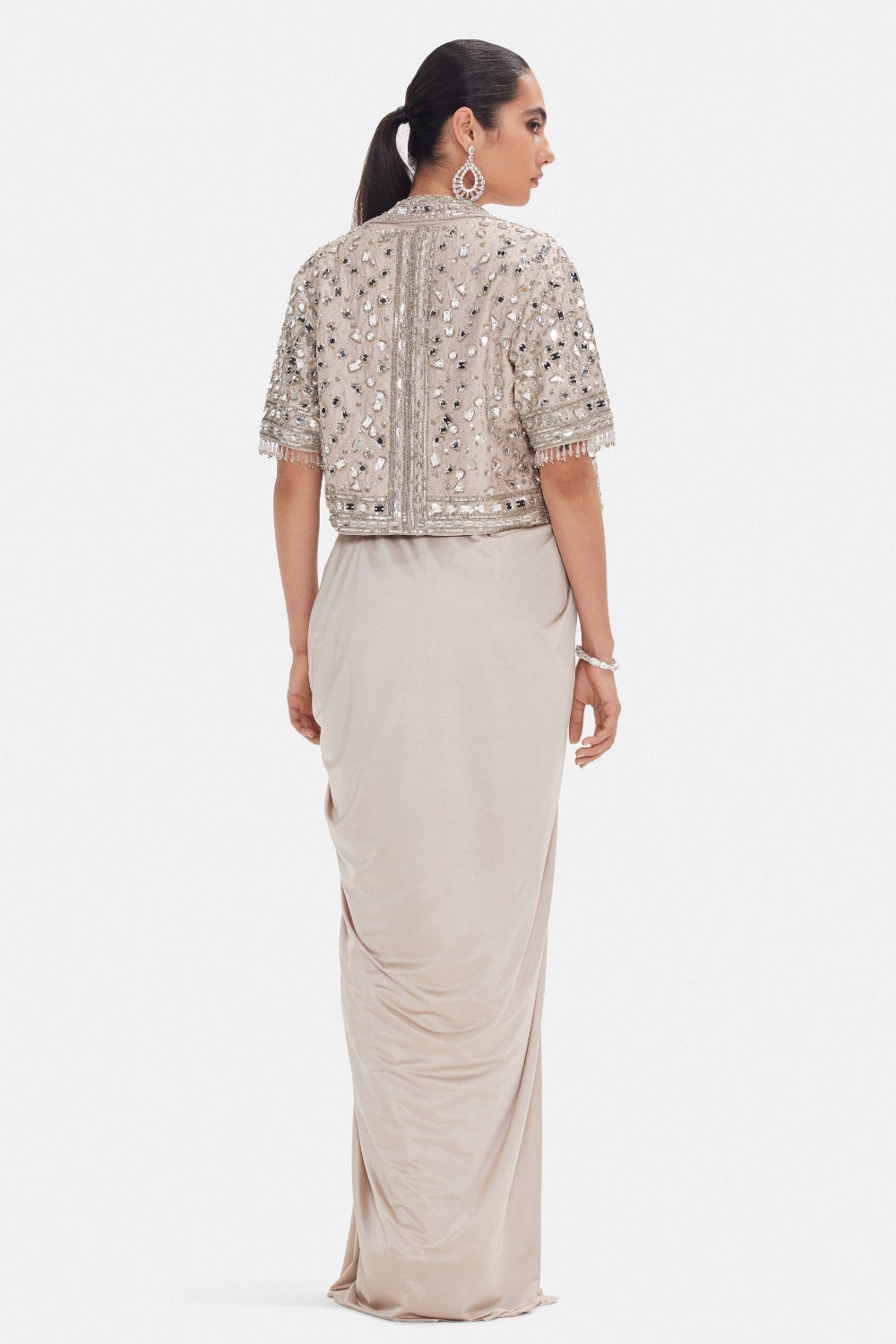 Silk Indo Western with Mirror and Moti Work