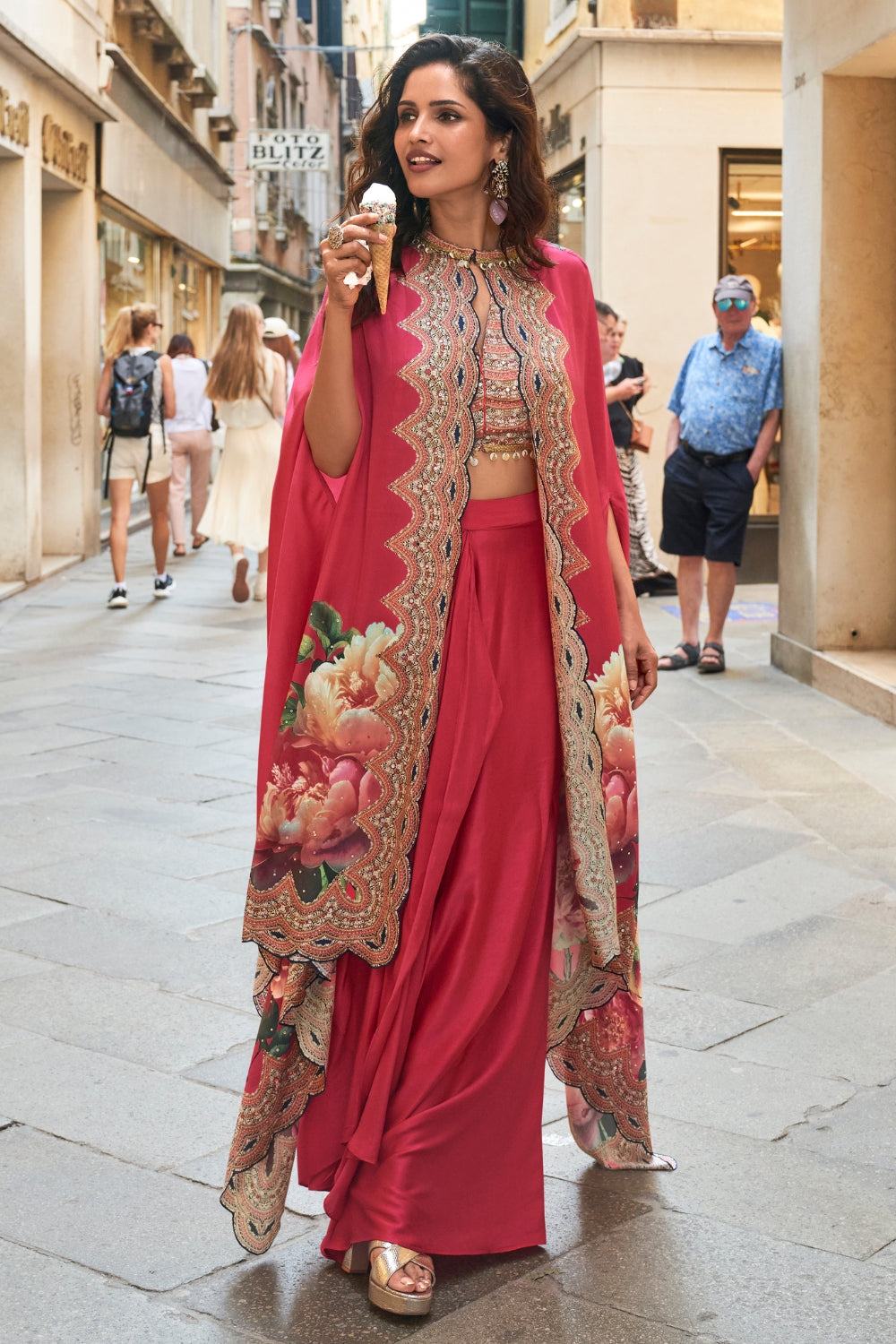 Silk Indo Western with Mirror and Sequins Work