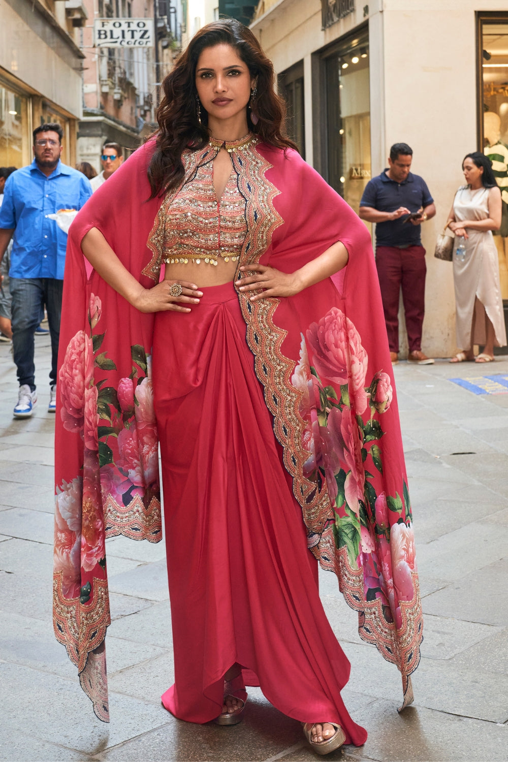 Silk Indo Western with Mirror and Sequins Work