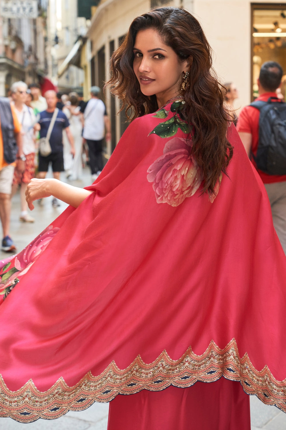 Silk Indo Western with Mirror and Sequins Work