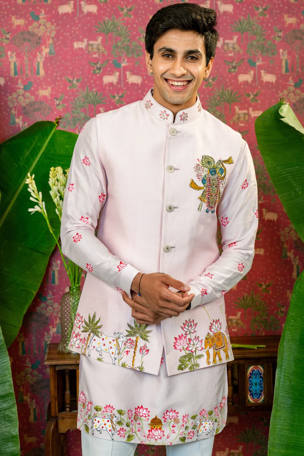 Silk Koti Set with Hand Painted Shreenathji