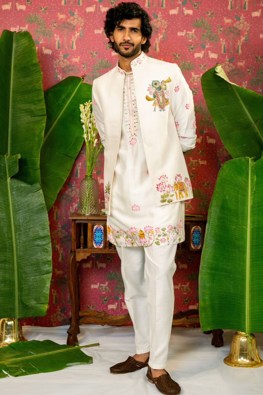 Silk Koti Set with Hand Painted Shreenathji