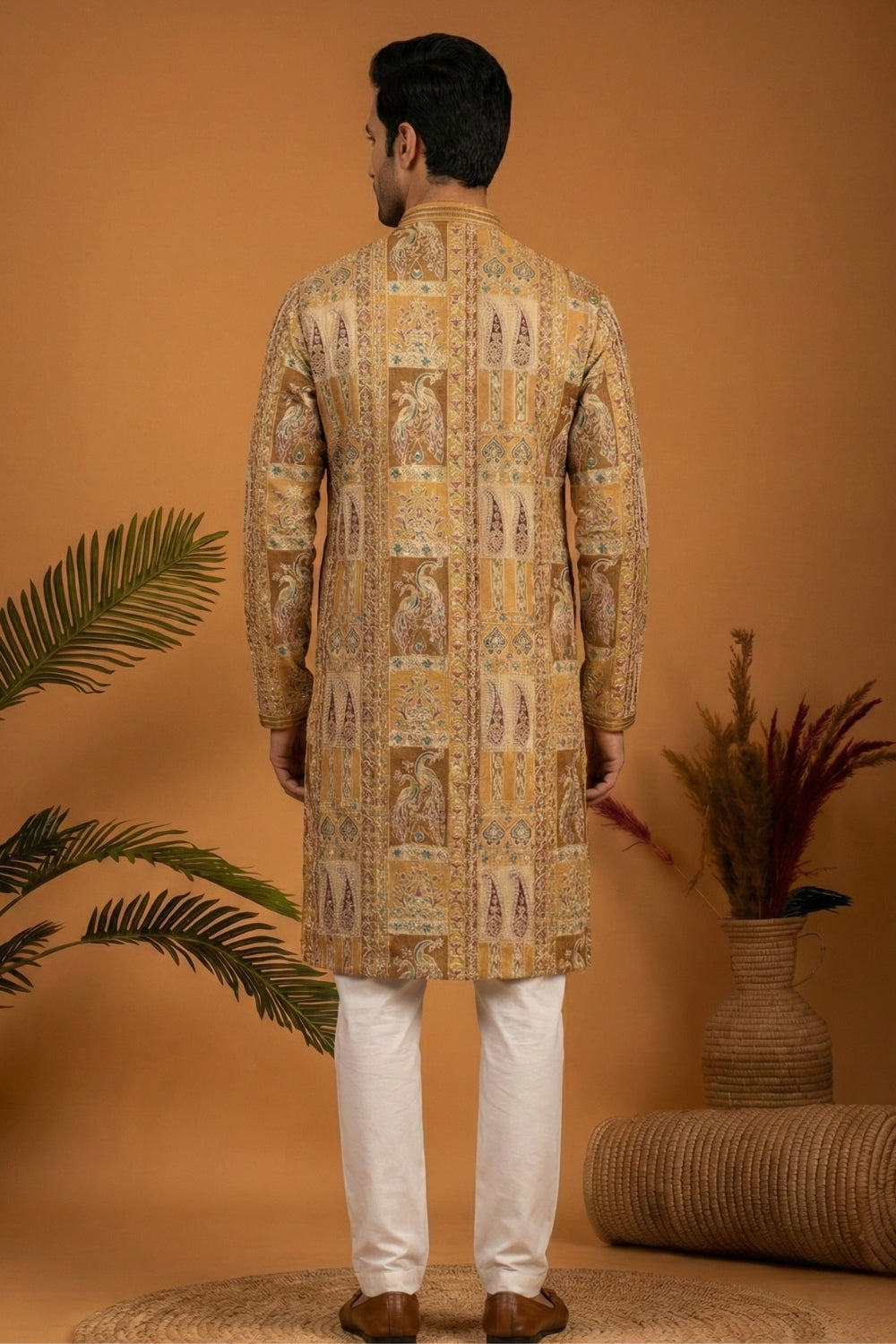 Silk Kurta Set with Resham Embroidery and Sequins Work