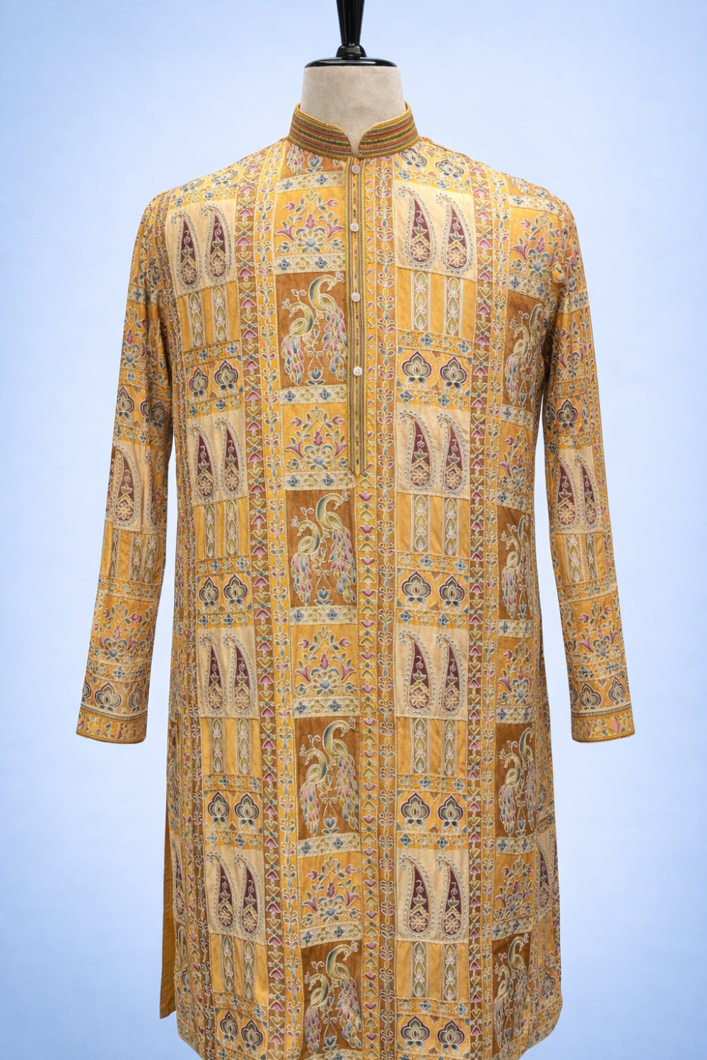 Silk Kurta Set with Resham Embroidery and Sequins Work