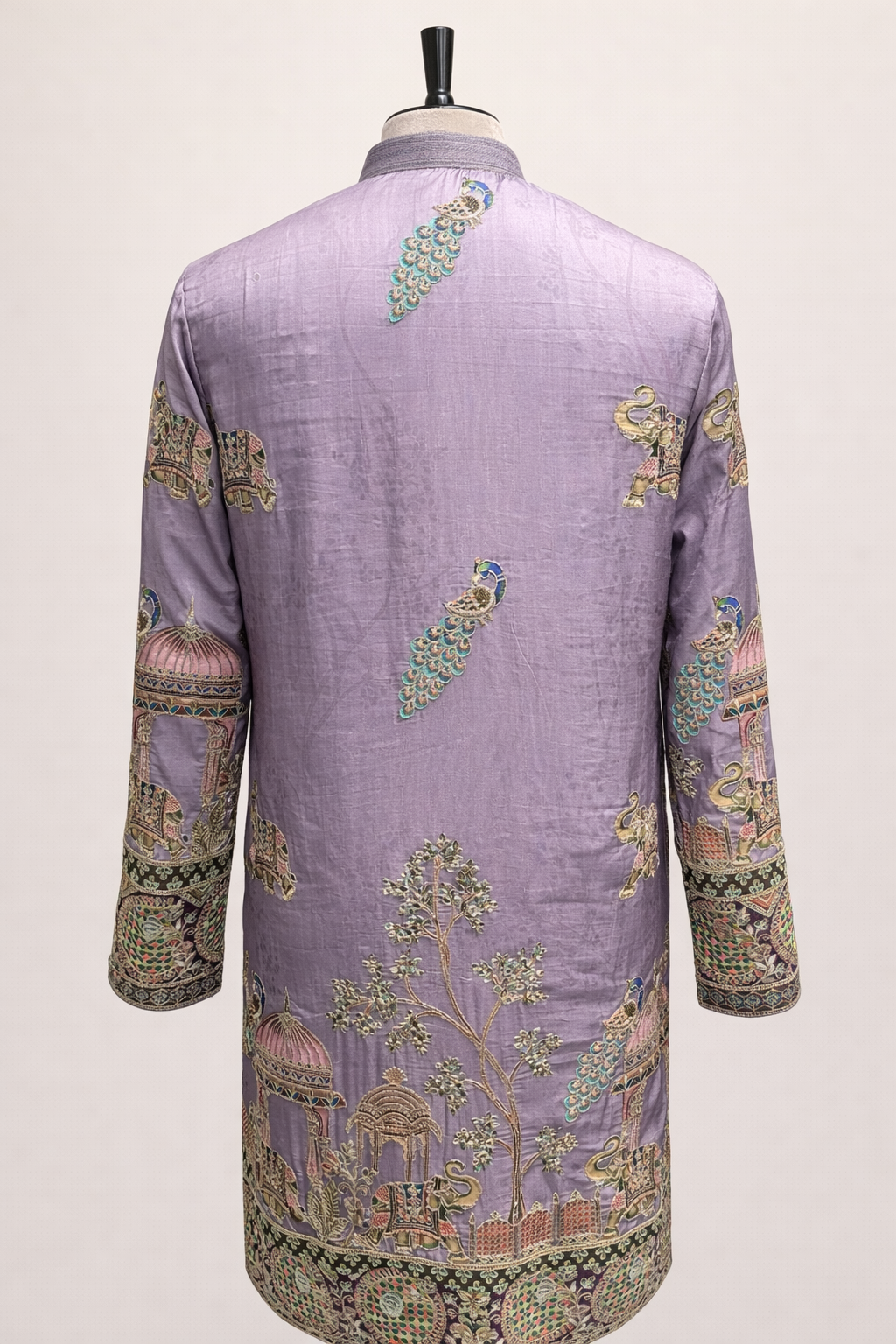 Silk Kurta Set with Resham Embroidery and Sequins Work