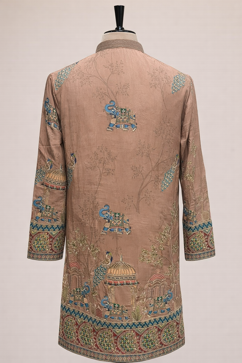 Silk Kurta Set with Resham Embroidery and Sequins Work