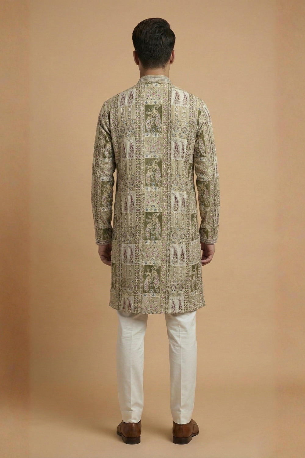 Silk Kurta Set with Resham Embroidery and Sequins Work