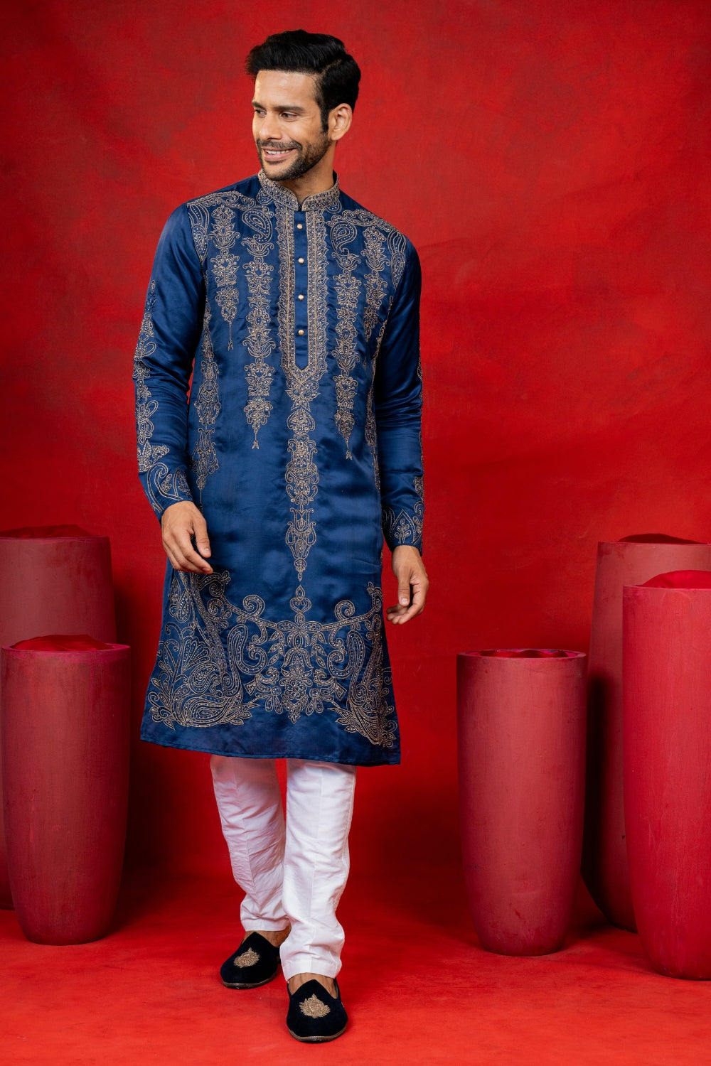Silk Kurta Set with Stone and Cutdana Work