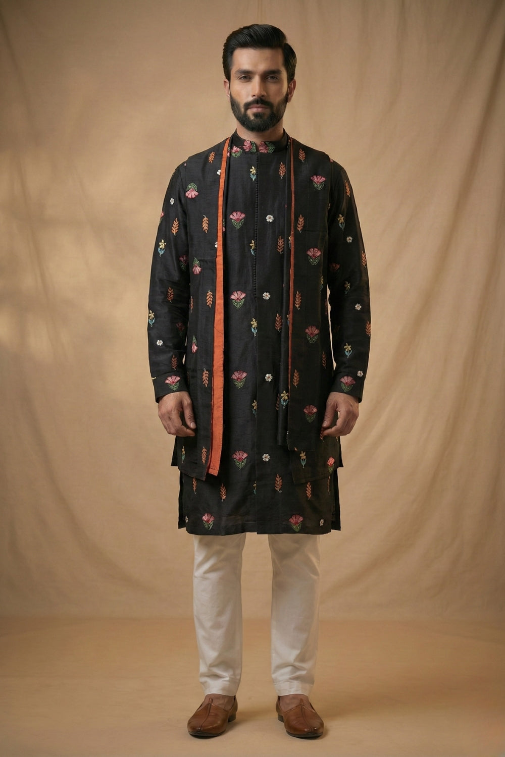 Silk Kurta Set with Thread Work