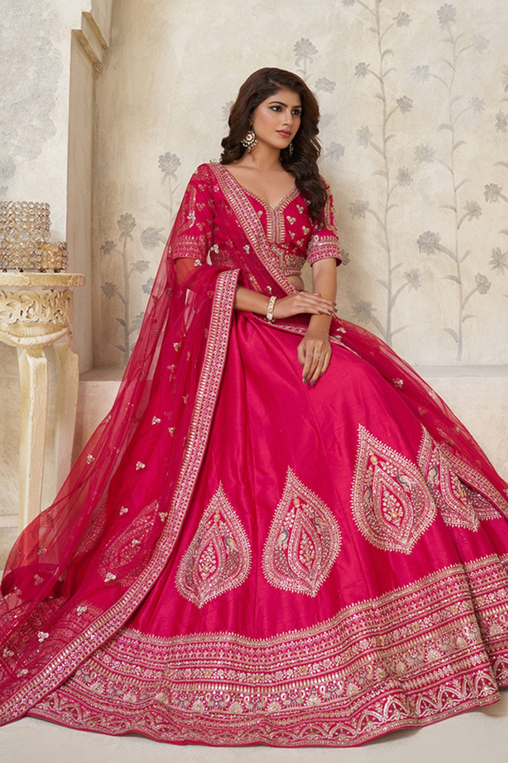 Silk Lehenga Choli with Cutdana and Stone Work