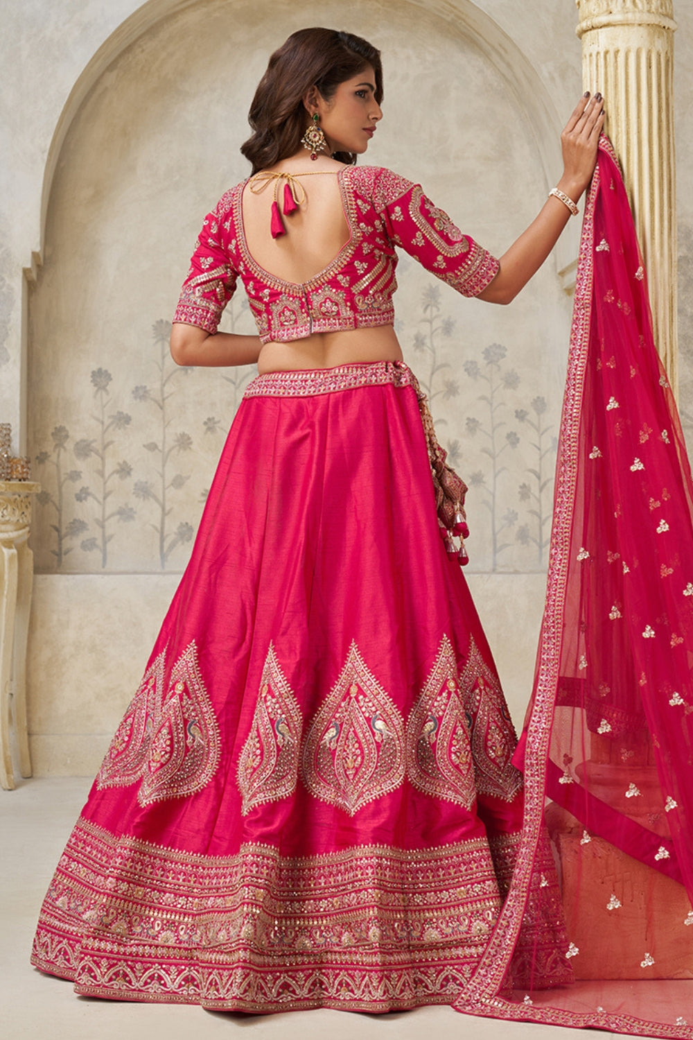 Silk Lehenga Choli with Cutdana and Stone Work