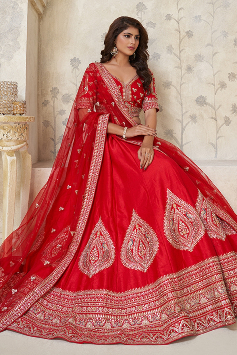 Silk Lehenga Choli with Cutdana and Stone Work