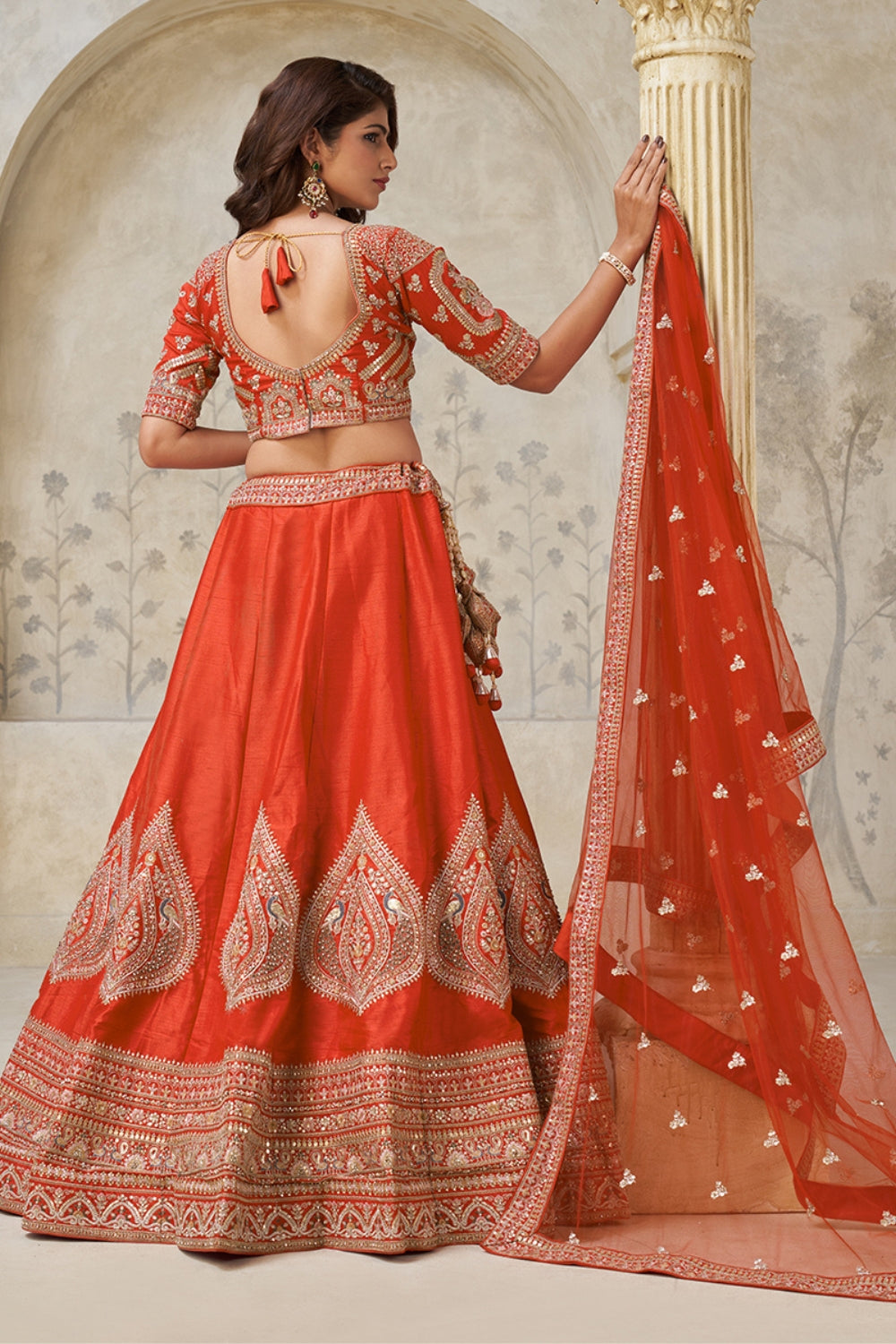 Silk Lehenga Choli with Cutdana and Stone Work