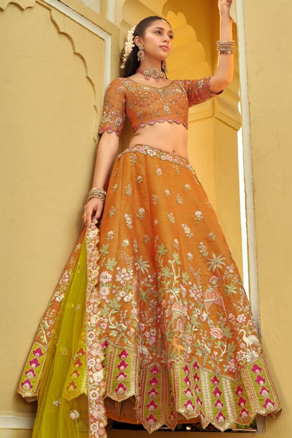 Silk Lehenga Choli with Cutdana and Stone Work