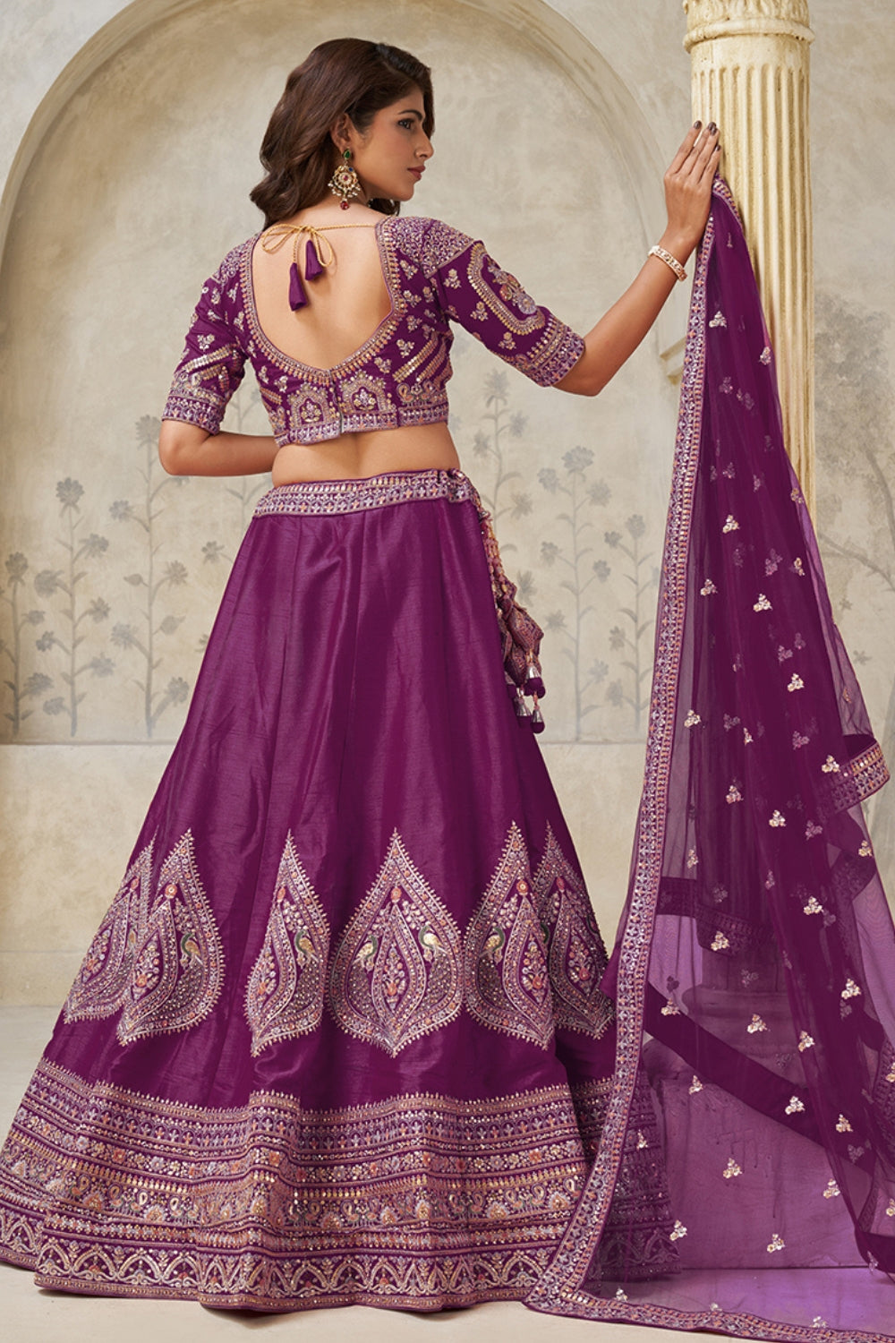 Silk Lehenga Choli with Cutdana and Stone Work