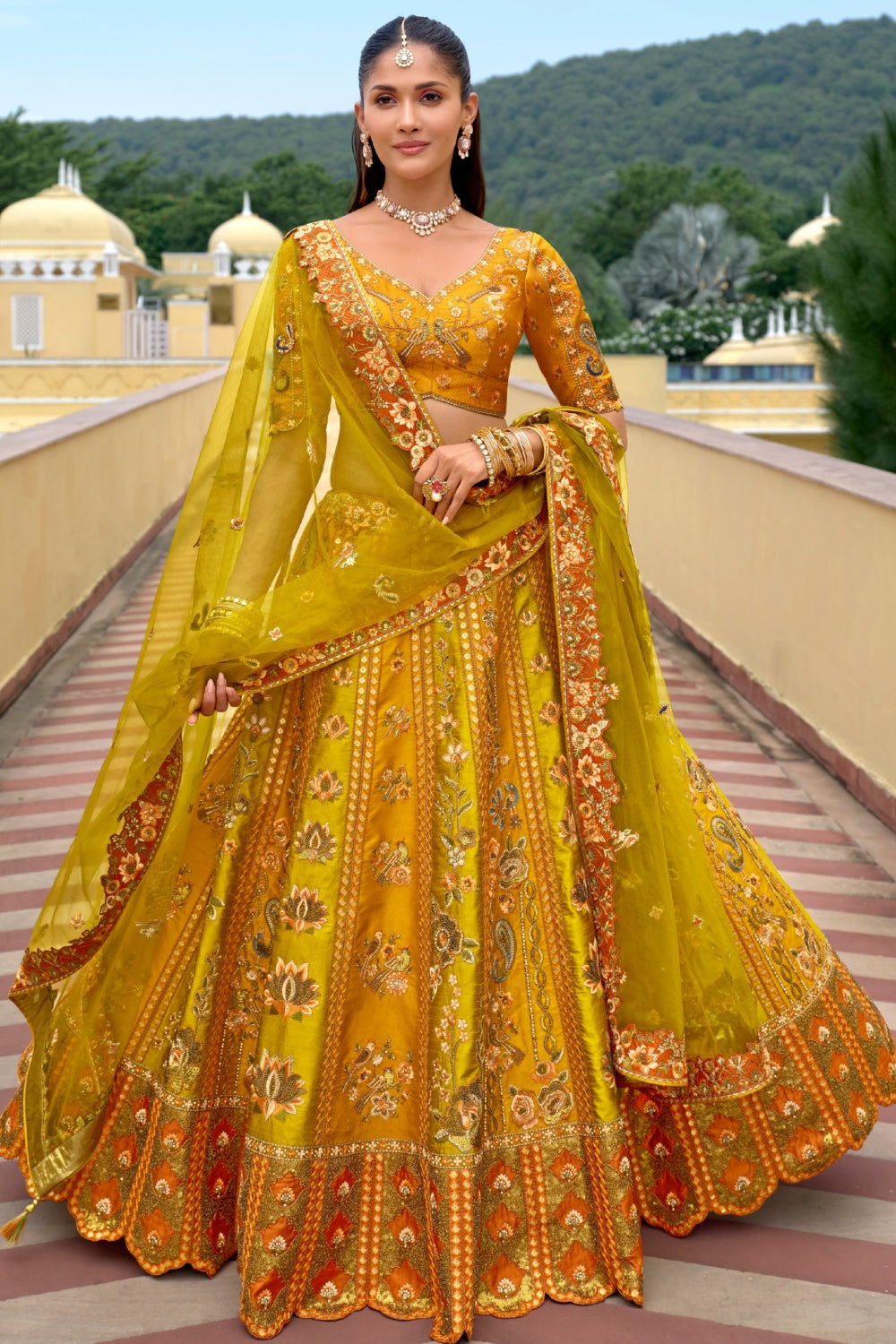 Silk Lehenga Set with Zardosi and Sequins Work