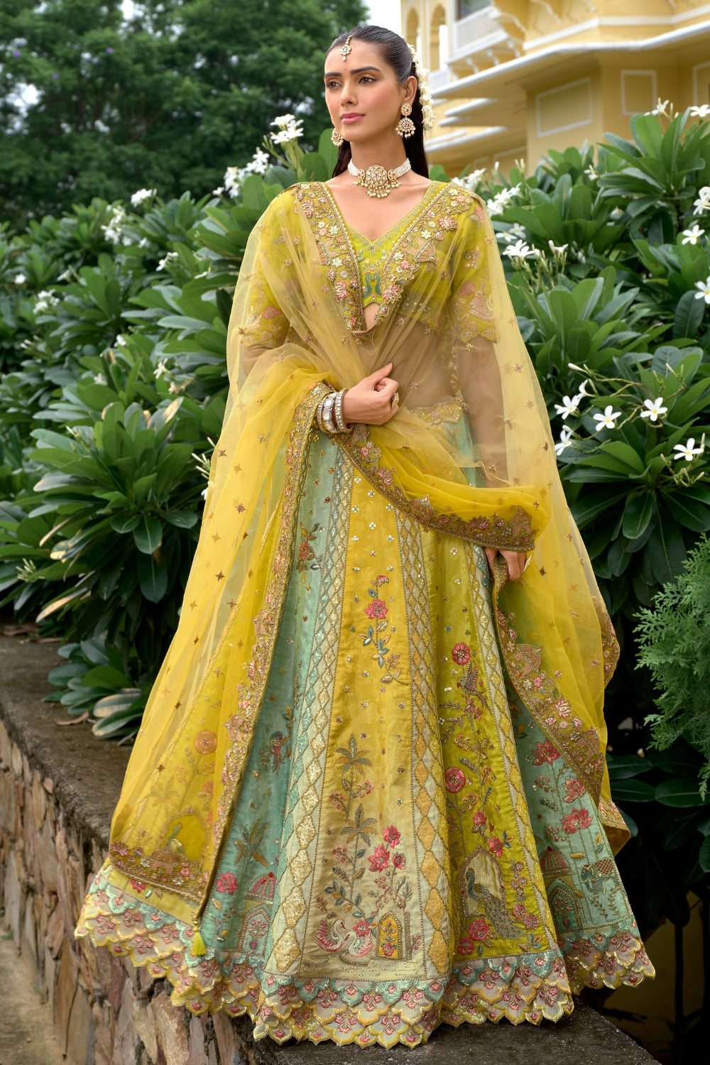 Silk Lehenga Set with Zardosi and Sequins Work