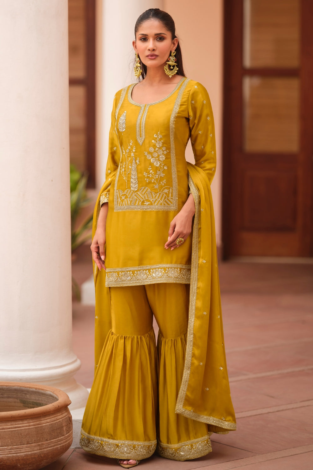 Silk Sharara Set with Embroidery and Sequins Work