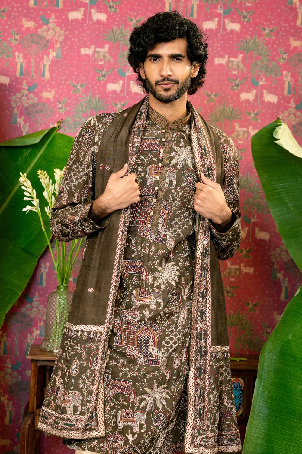 Silk Kurta Set with Embroidery Work and Matching Dupatta