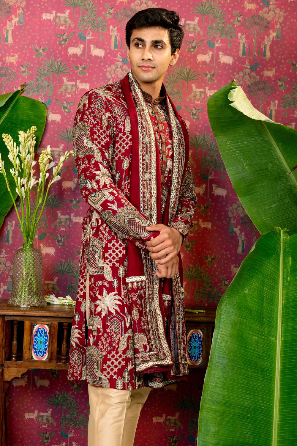 Silk Kurta Set with Embroidery Work and Matching Dupatta