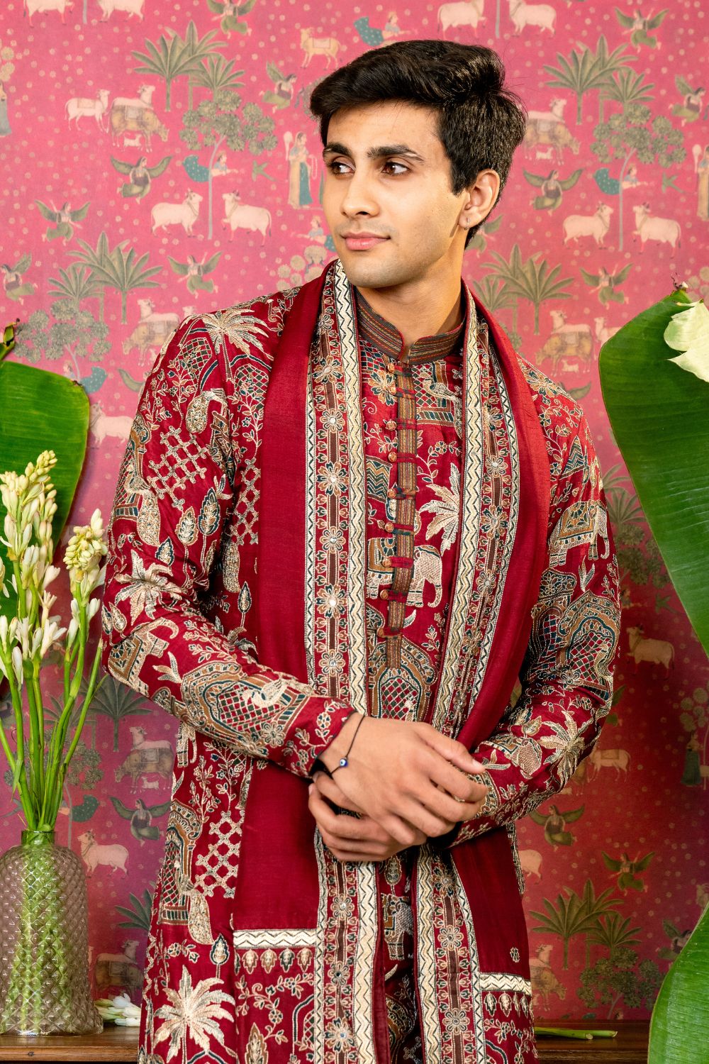Silk Kurta Set with Embroidery Work and Matching Dupatta