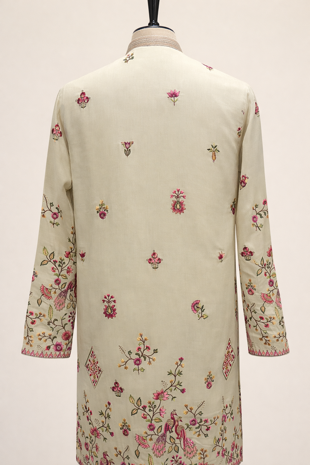 Silk Kurta Set with Resham Embroidery and Sequins Work