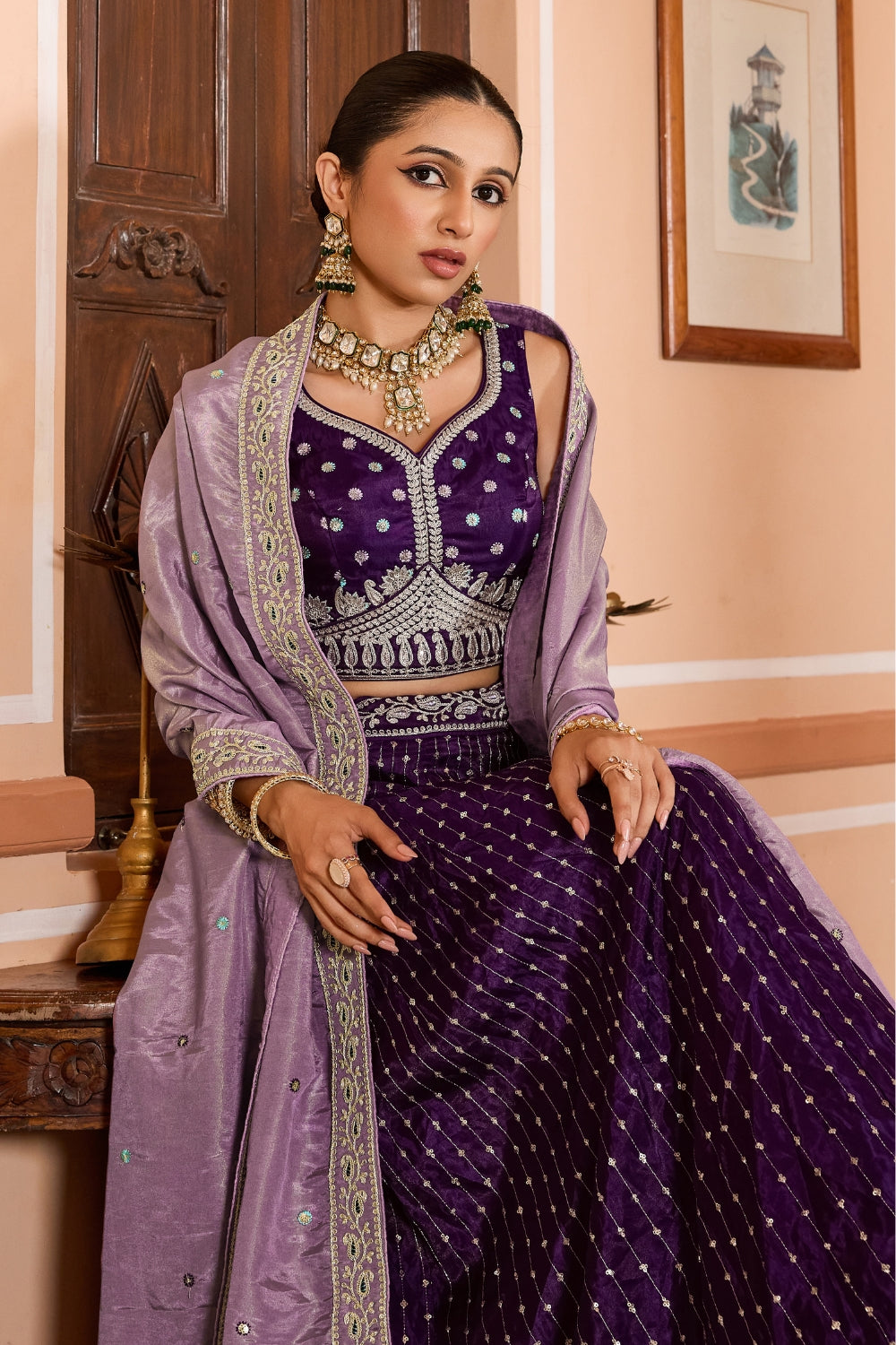 Tissue Lehenga Choli With Resham Embroidery and Sequins