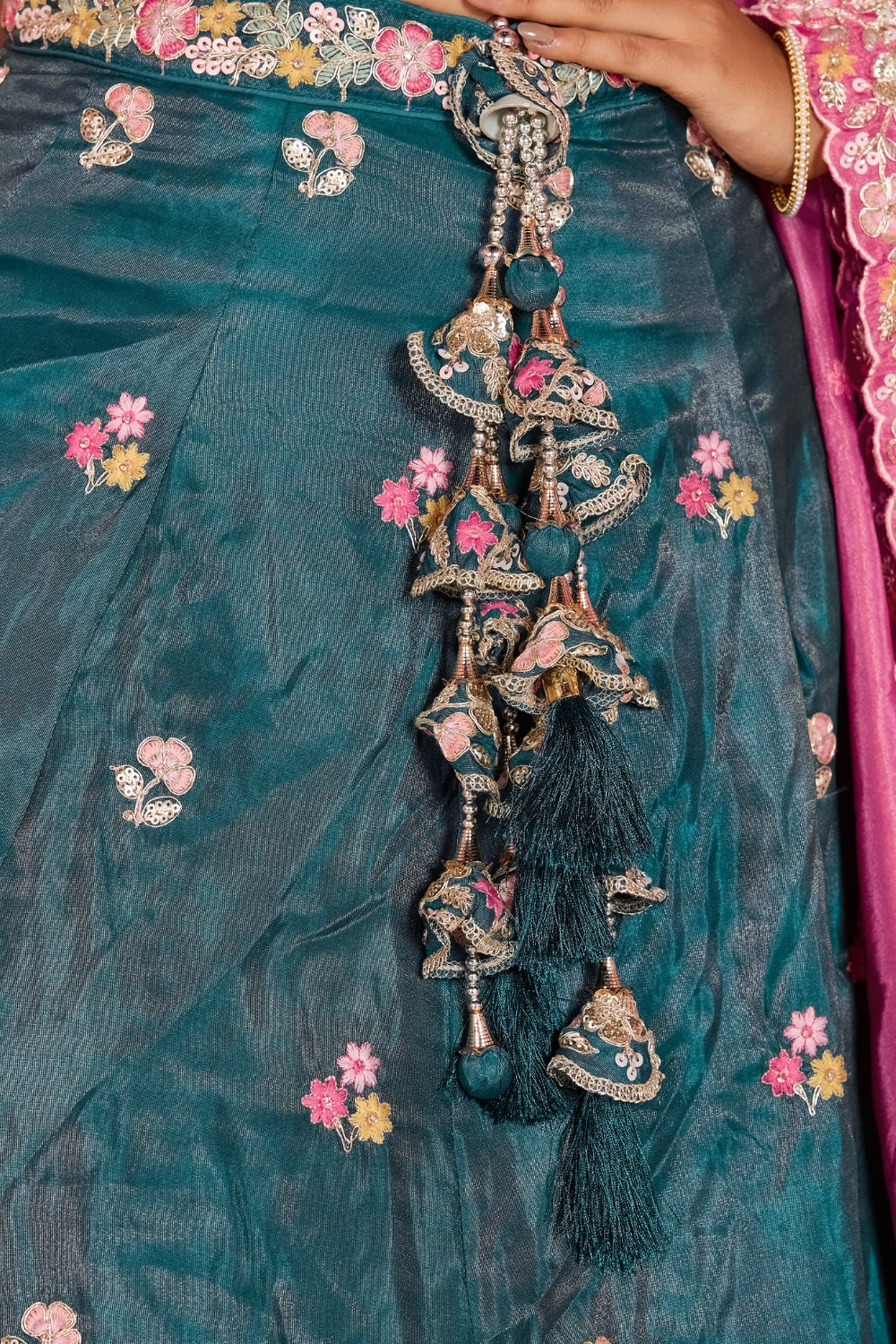 Tissue Lehenga Choli with Resham Embroidery and Stone Work