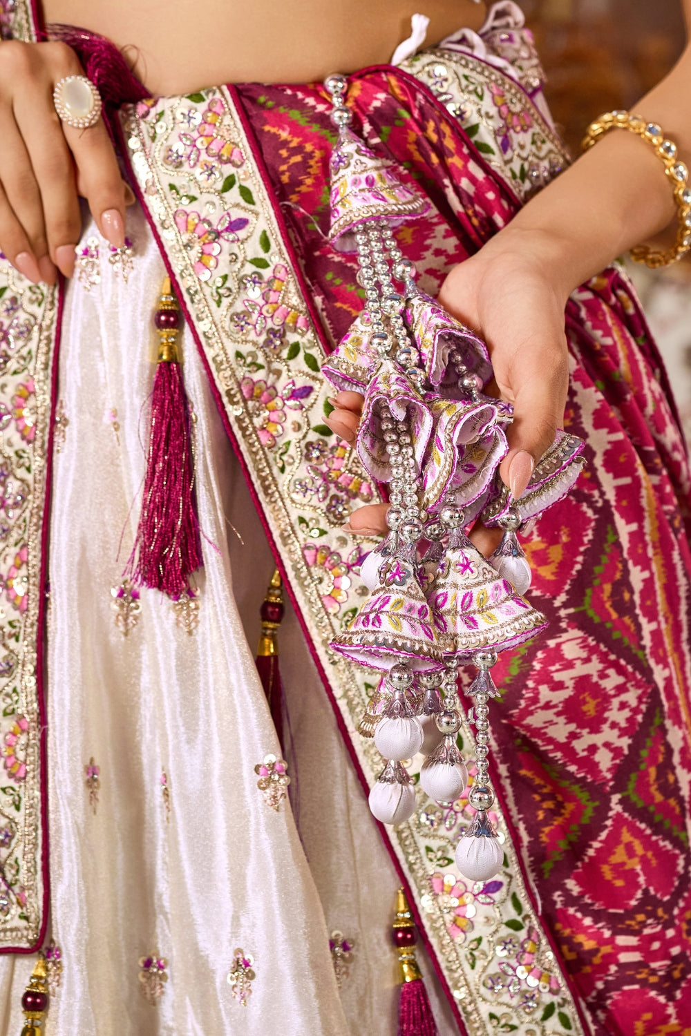 Tissue Lehenga Set With Sequins and Resham Embroidery Work