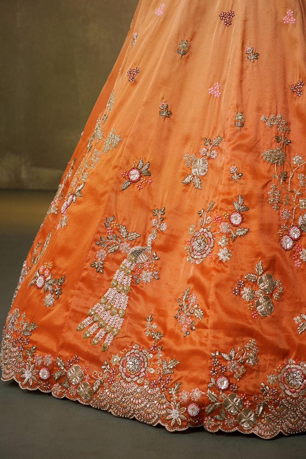 Tissue Lehenga Set with Sequins and Moti Work