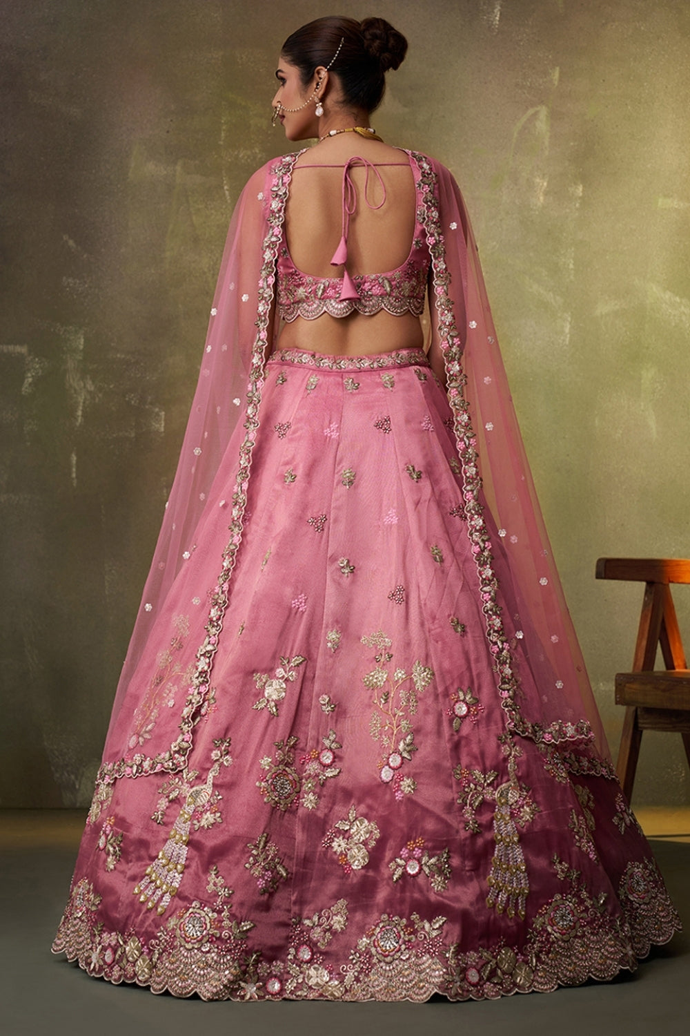 Tissue Lehenga Set with Sequins and Moti Work