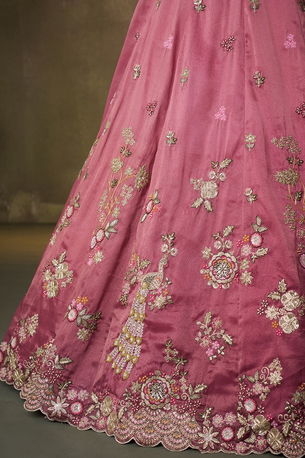 Tissue Lehenga Set with Sequins and Moti Work