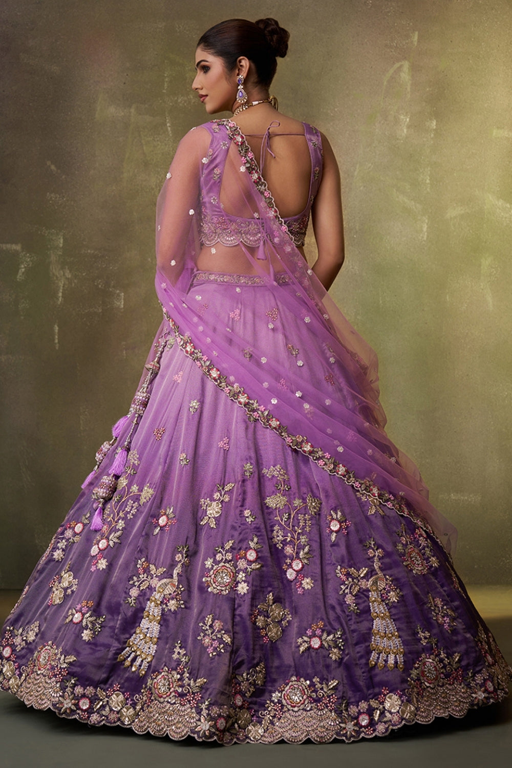 Tissue Lehenga Set with Sequins and Moti Work