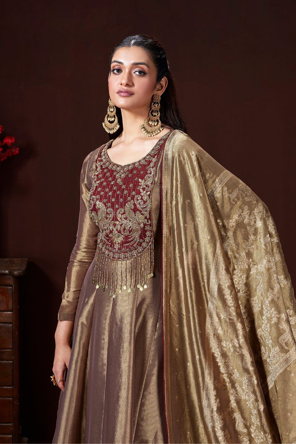 Tissue Silk Palazzo Set with Cutdana and Zardosi Work
