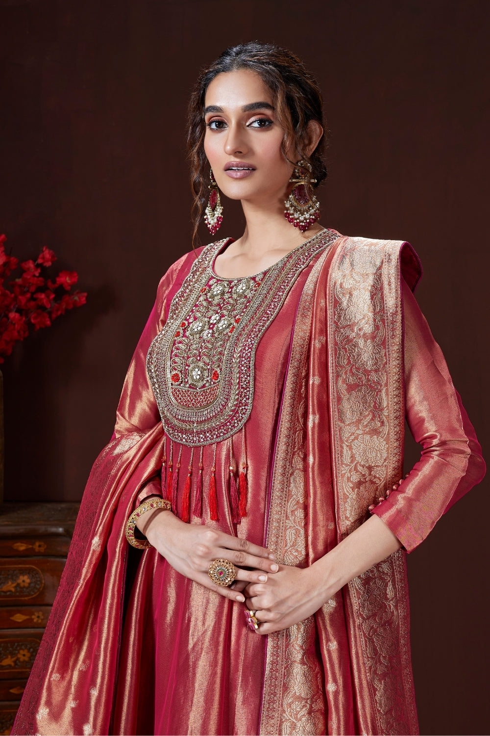 Tissue Silk Palazzo Set with Cutdana and Zardosi Work