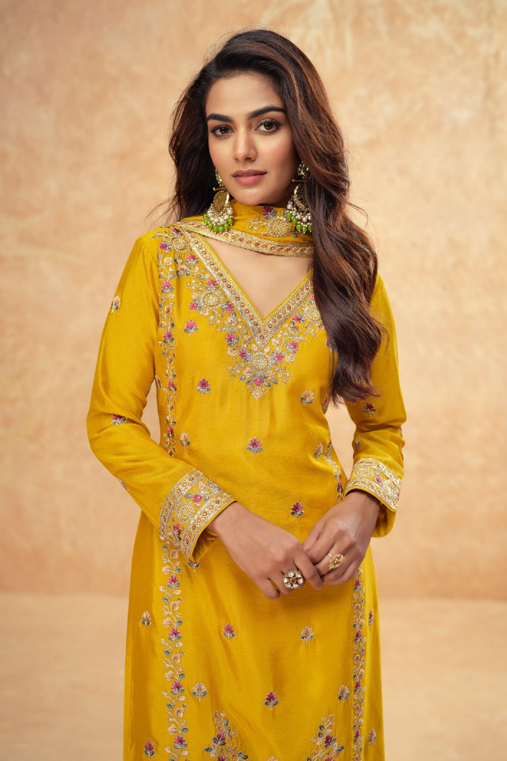 CHINON PALAZZO SET WITH SEQUINS AND RESHAM EMBROIDERY