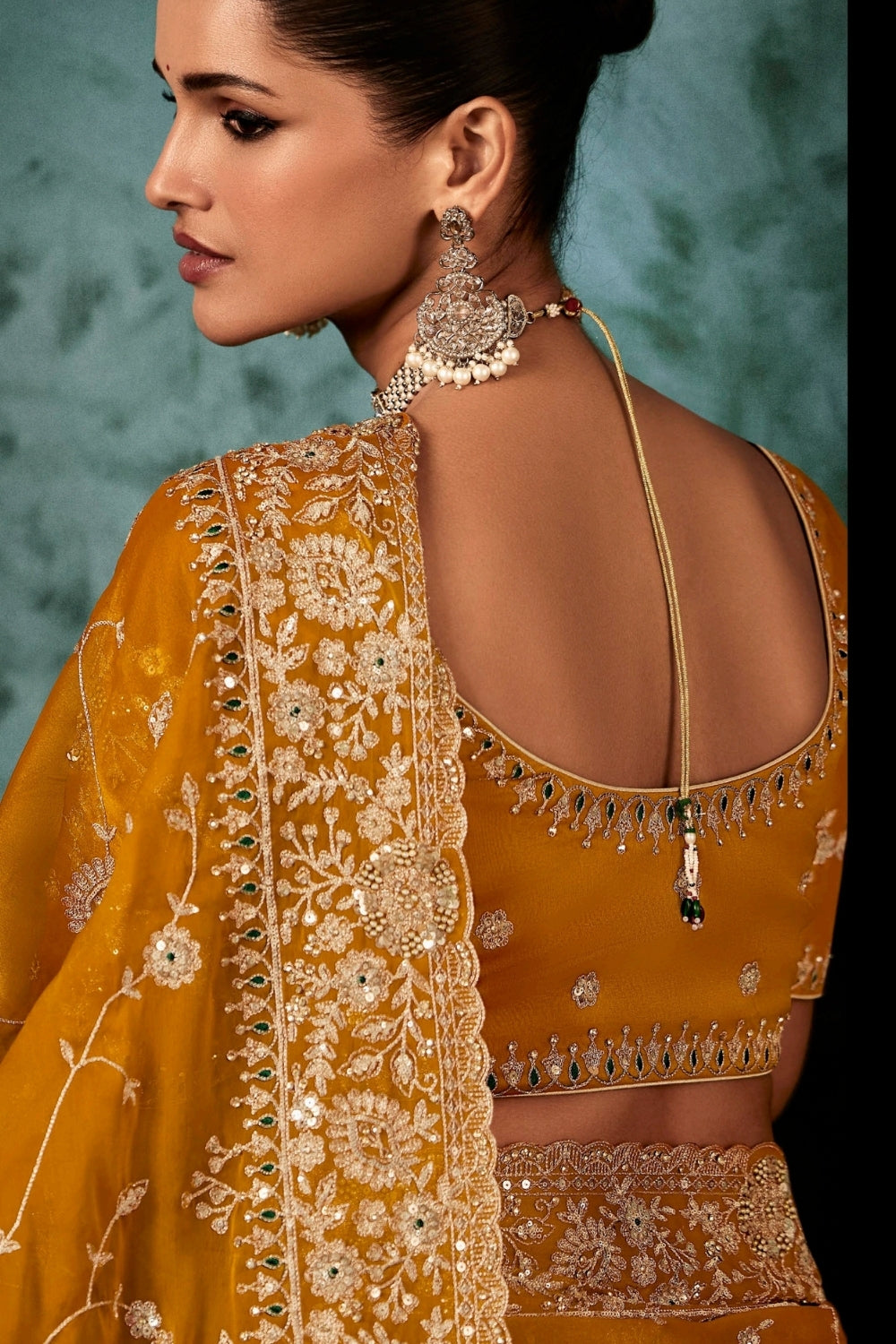 Yellow Organza Tissue Saree with Embroidery and Sequins Work