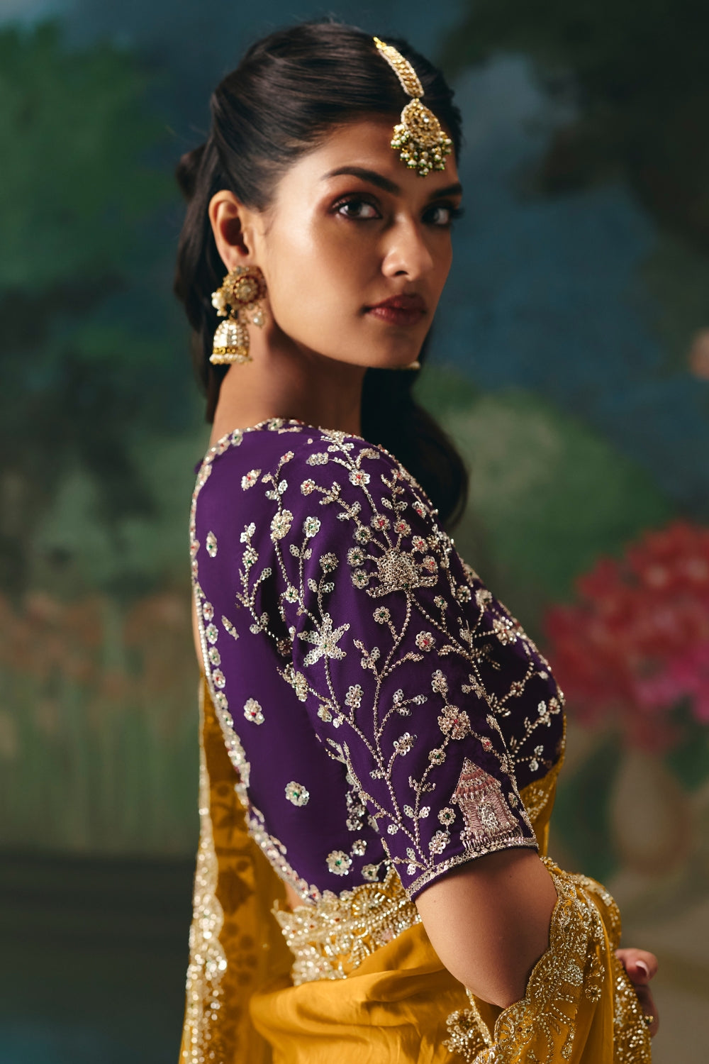 Yellow Silk Saree with Cutdana and Moti Work