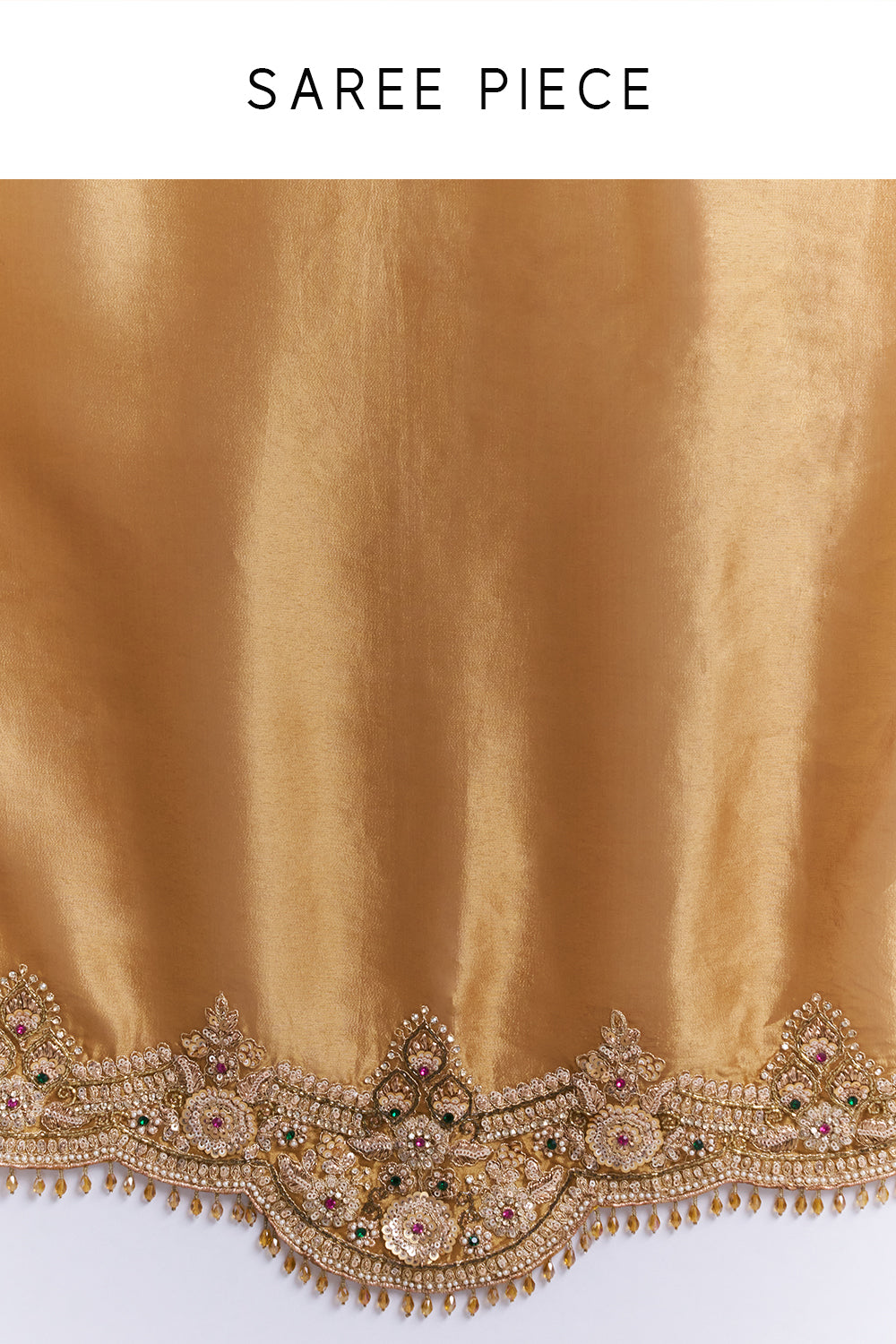 Antique Gold Embellished Border Saree and Unstitched Blouse