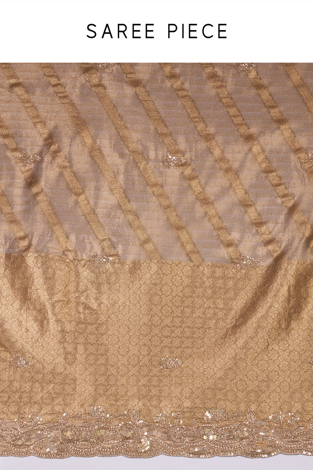 Antique Gold Embroidered Shimmer Zari Brocade Saree