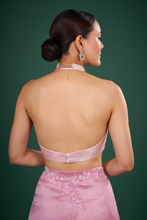 Baby Pink Satin Silk Blouse