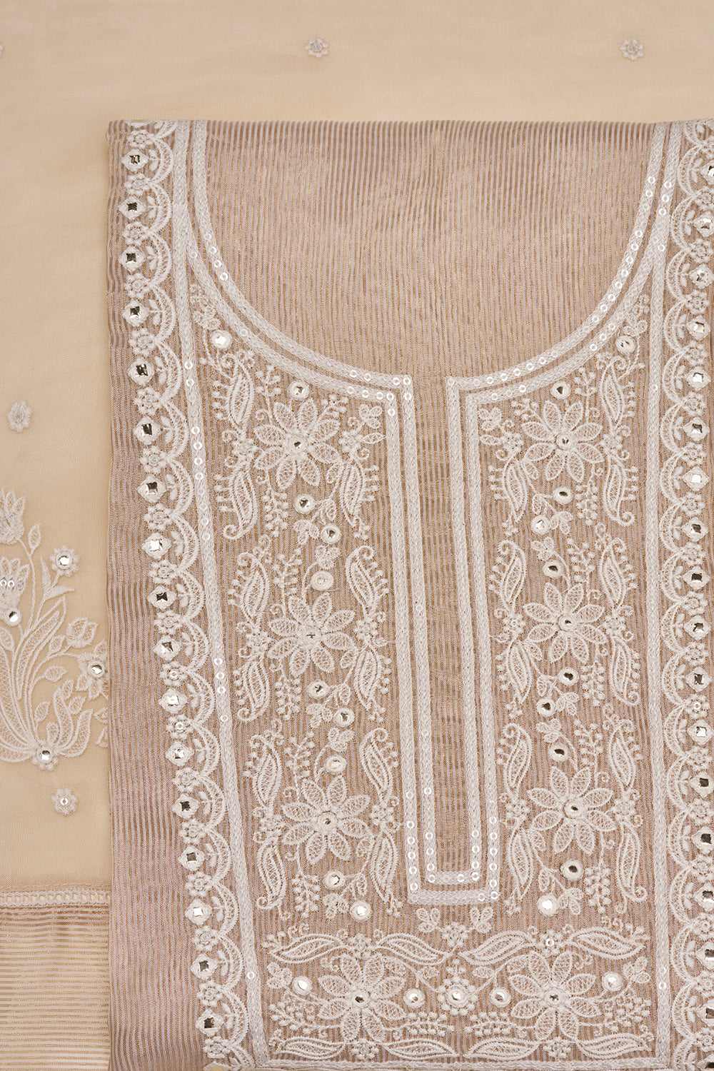 Dusty Rose Floral Embroidered Unstitched Suit Set