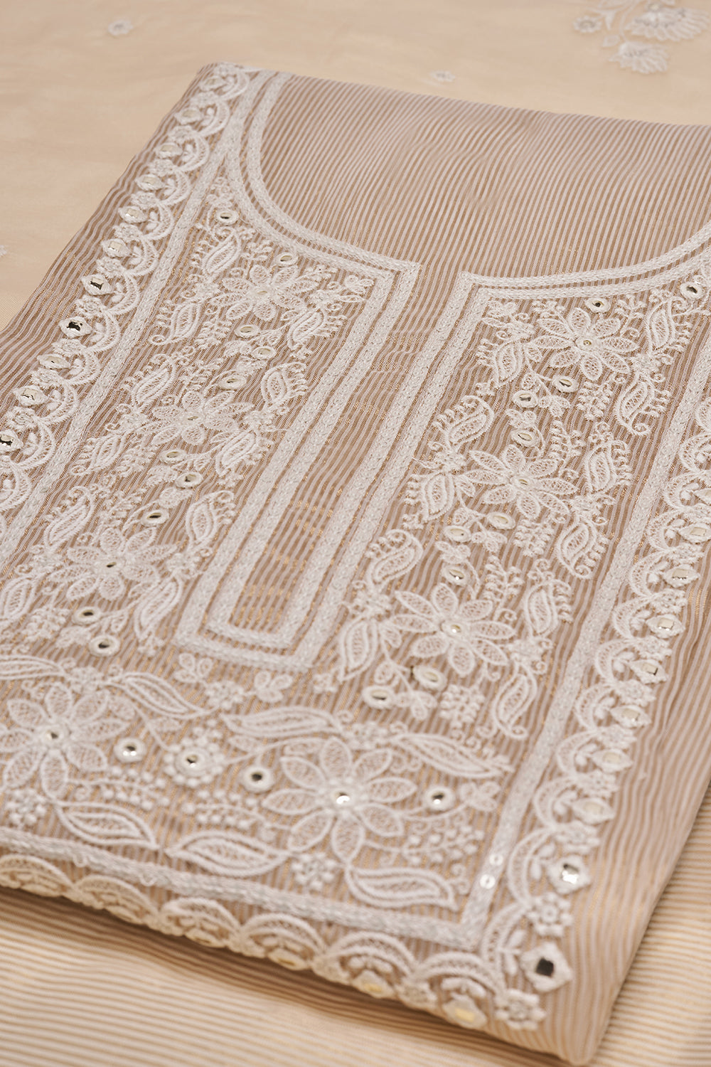Dusty Rose Floral Embroidered Unstitched Suit Set