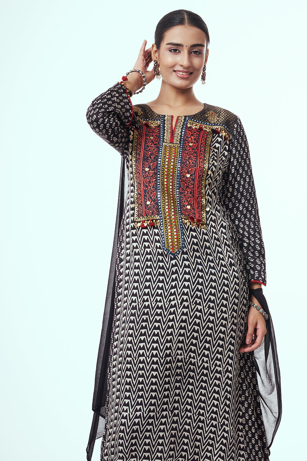 Black Modal Indo Western with Coin Detailing
